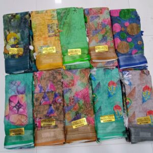 Linen Cotton Digital Print Sarees